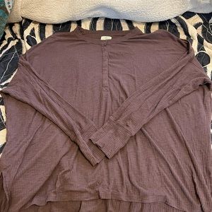 Brown ribbed Henley t-shirt